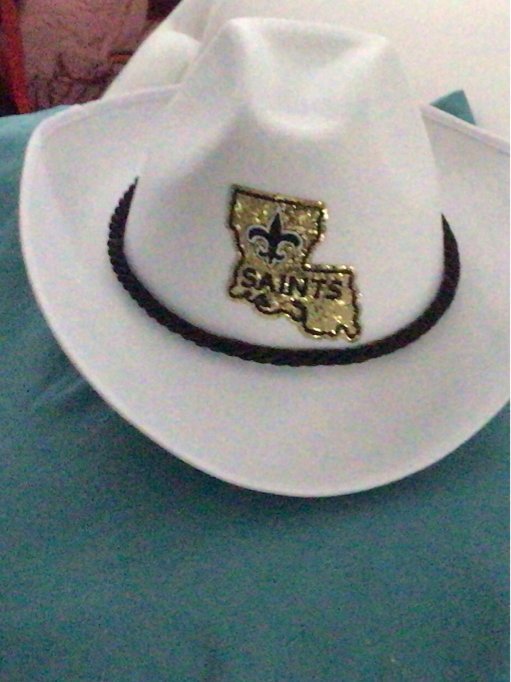 New Orleans Saints White Cowboy Hat with Gold Patch